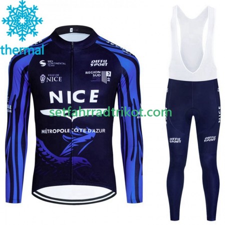 Nice Metropole Cote D Azur Radbekleidung Radtrikot Langarm + Lang Trägerhose Winter Thermal Fleece 2023